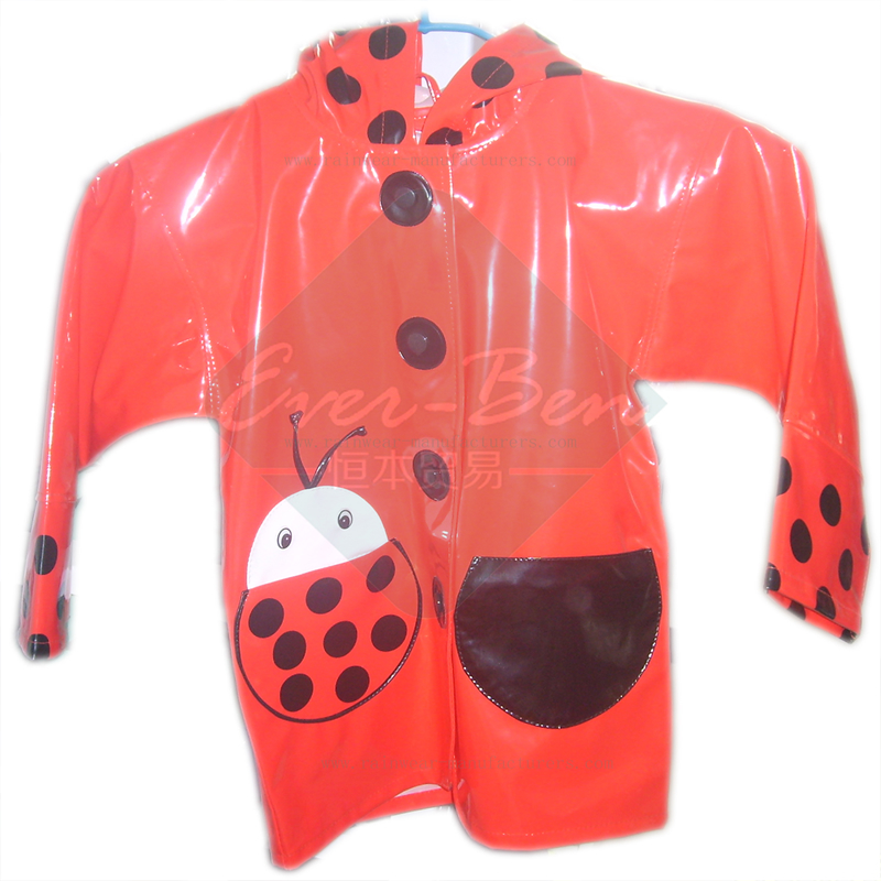 China PU red Raincoat for girls